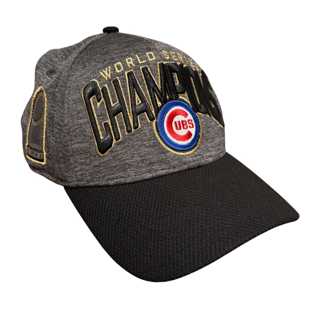 New Era 39THIRTY Chicago Cubs 2016 World Series Champions Hat Mens Grey Black